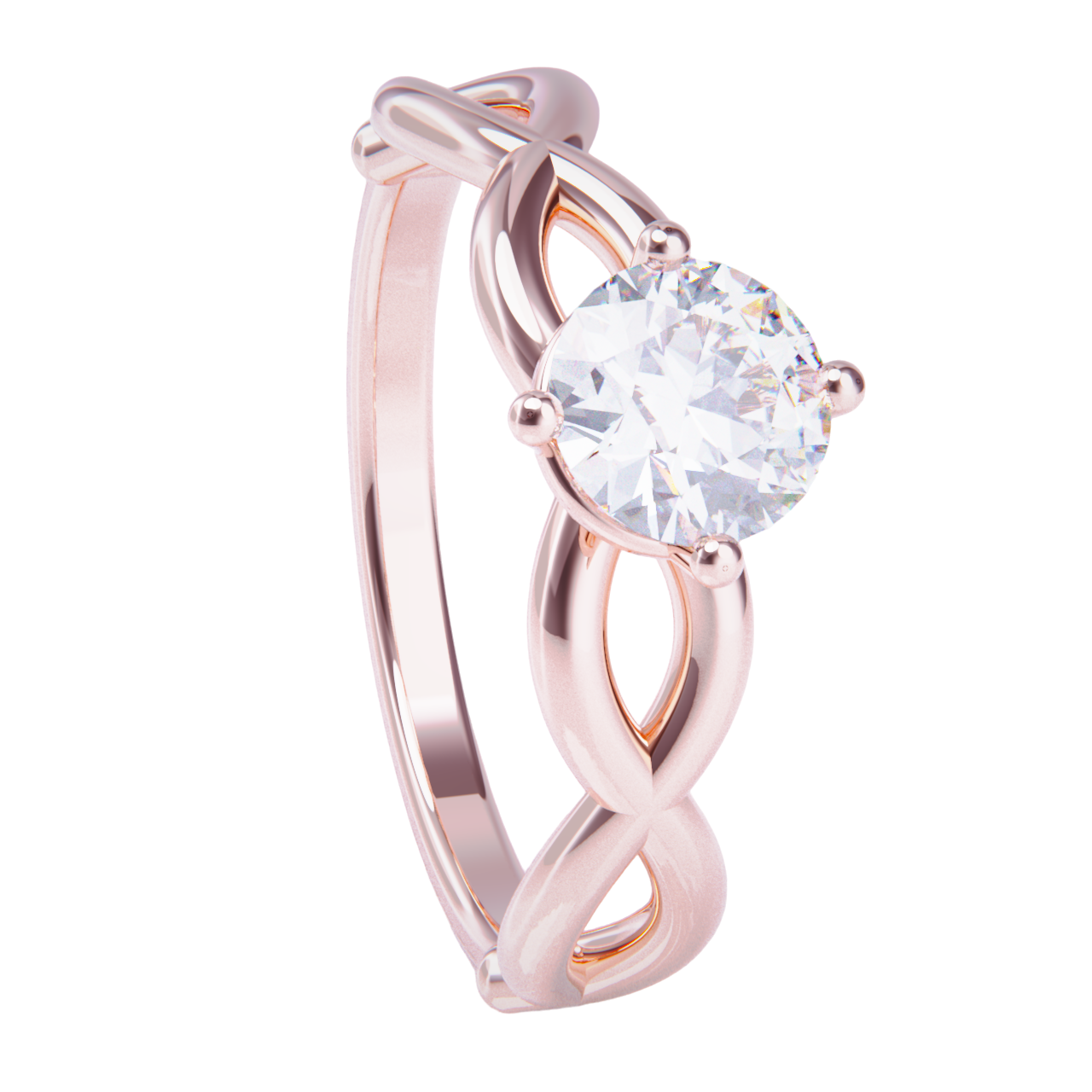 Anillo de compromiso oro rosa 18k. con diamante 1.00ct.
