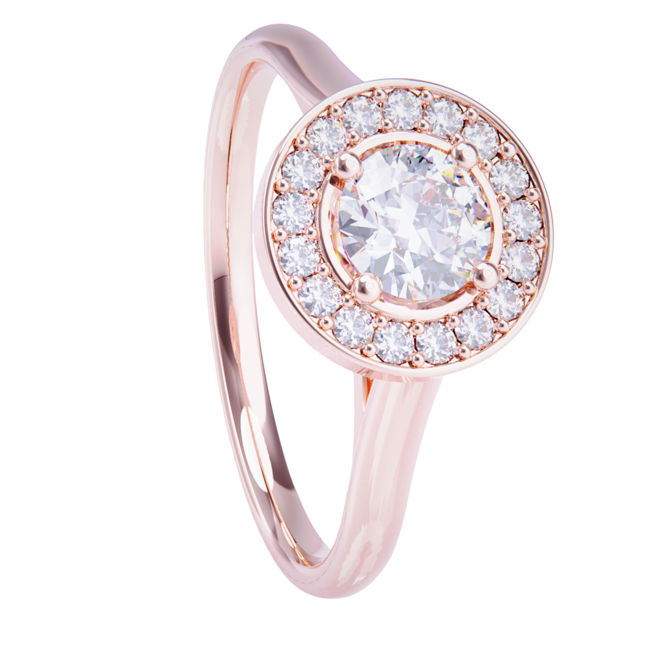 Anillo de compromiso oro rosa 18k. con diamante 0.25ct.