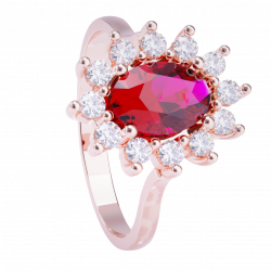 Anillo de compromiso oro rosa 18k.con rubi y diamantes