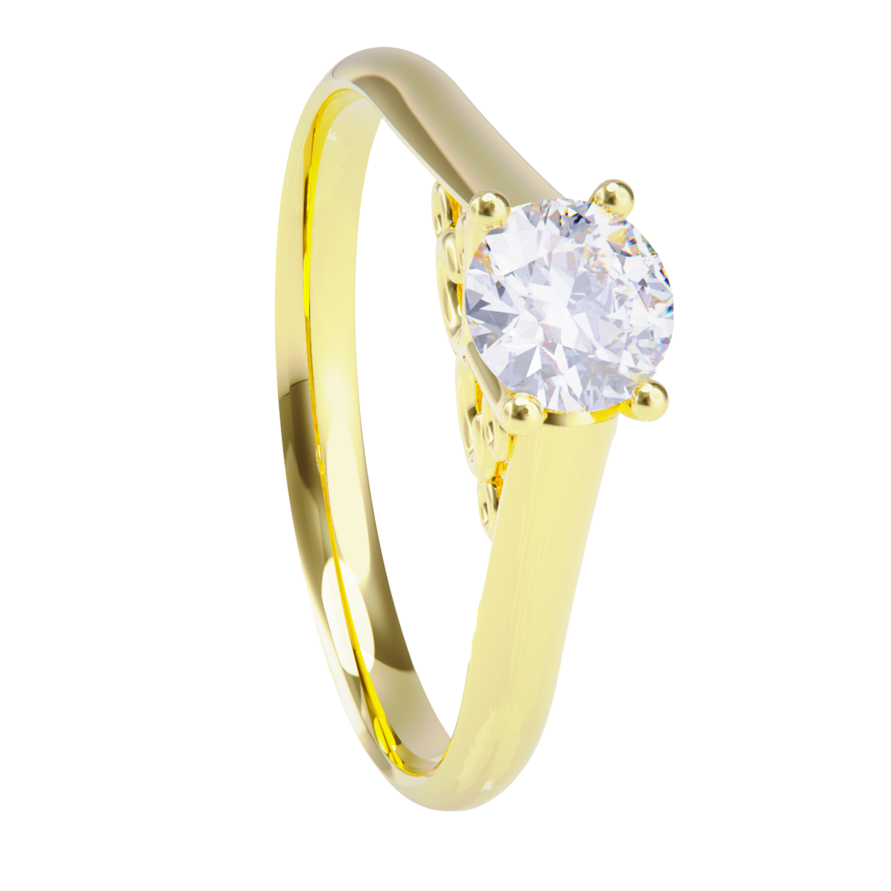 Anllo de compromiso oro amarillo 18k. con diamante 0.25ct.