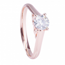 Anillo de compromiso oro rosa 18k. con diamante 0.25ct.