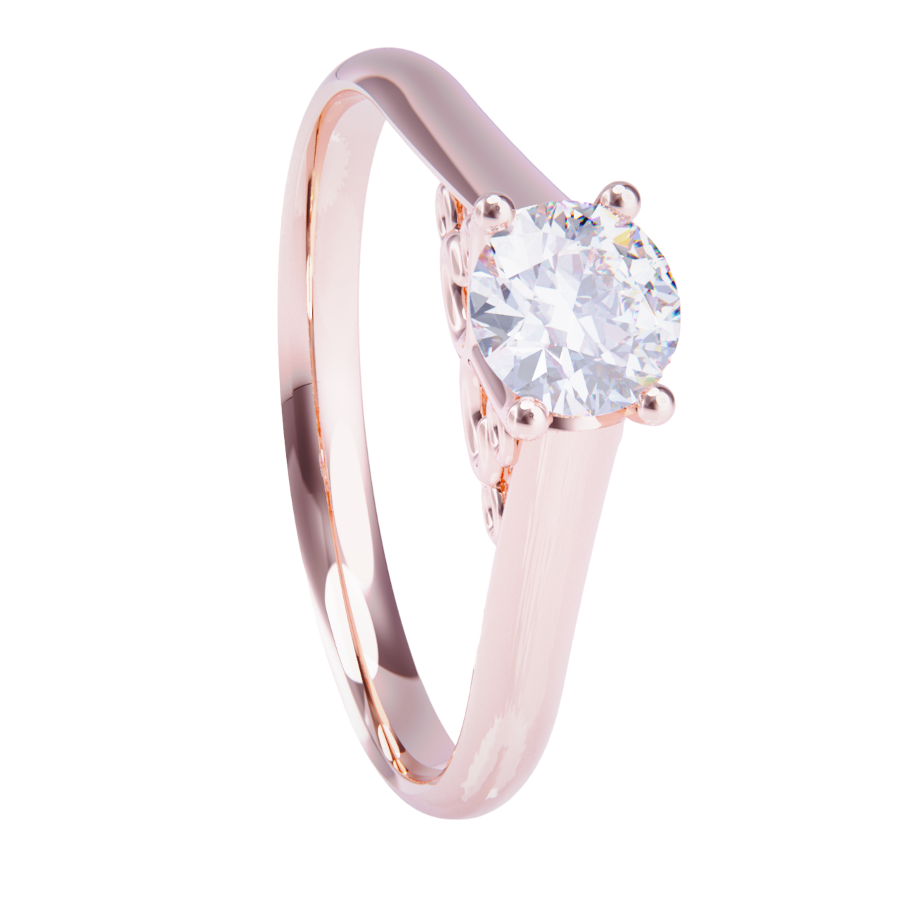 Anillo de compromiso oro rosa 18k. con diamante 0.70ct.