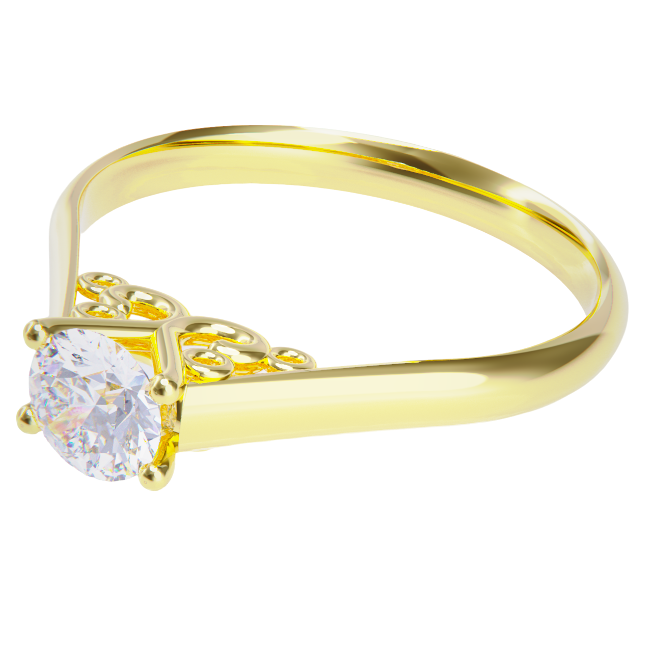 Anllo de compromiso oro amarillo 18k. con diamante 0.25ct.