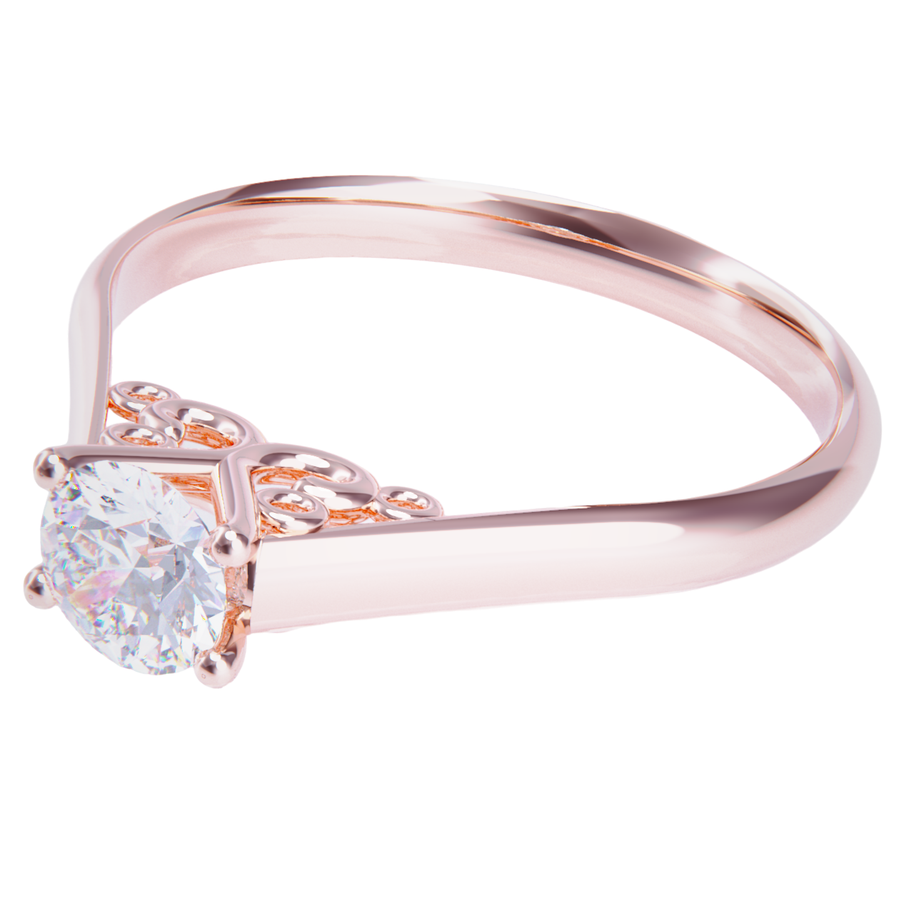 Anillo de compromiso oro rosa 18k. con diamante 0.70ct.