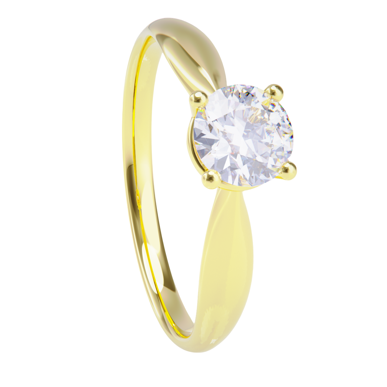 Anillo de compromiso oro amarillo 18k. con diamante 1.00ct.