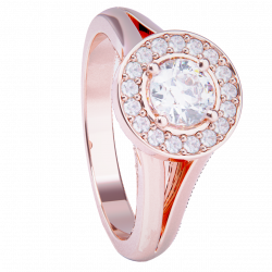 Anillo de compromiso oro rosa 18k. con diamante de 0.25ct.