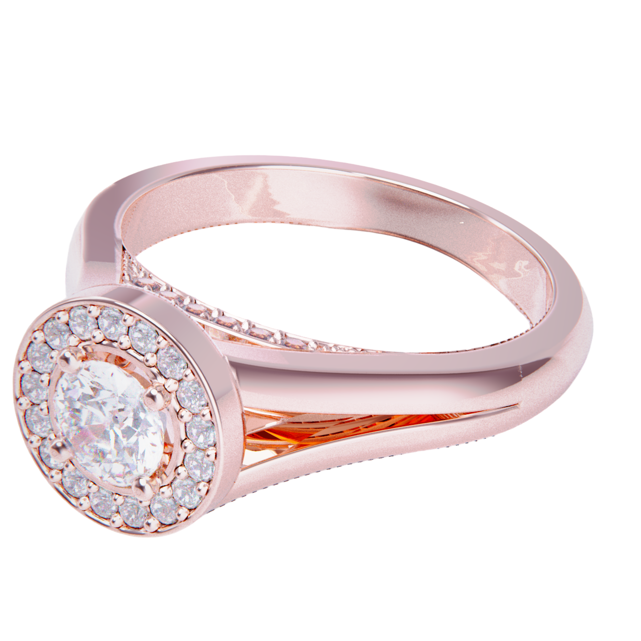 Anillo de compromiso oro rosa 18k. con diamante de 0.70ct.