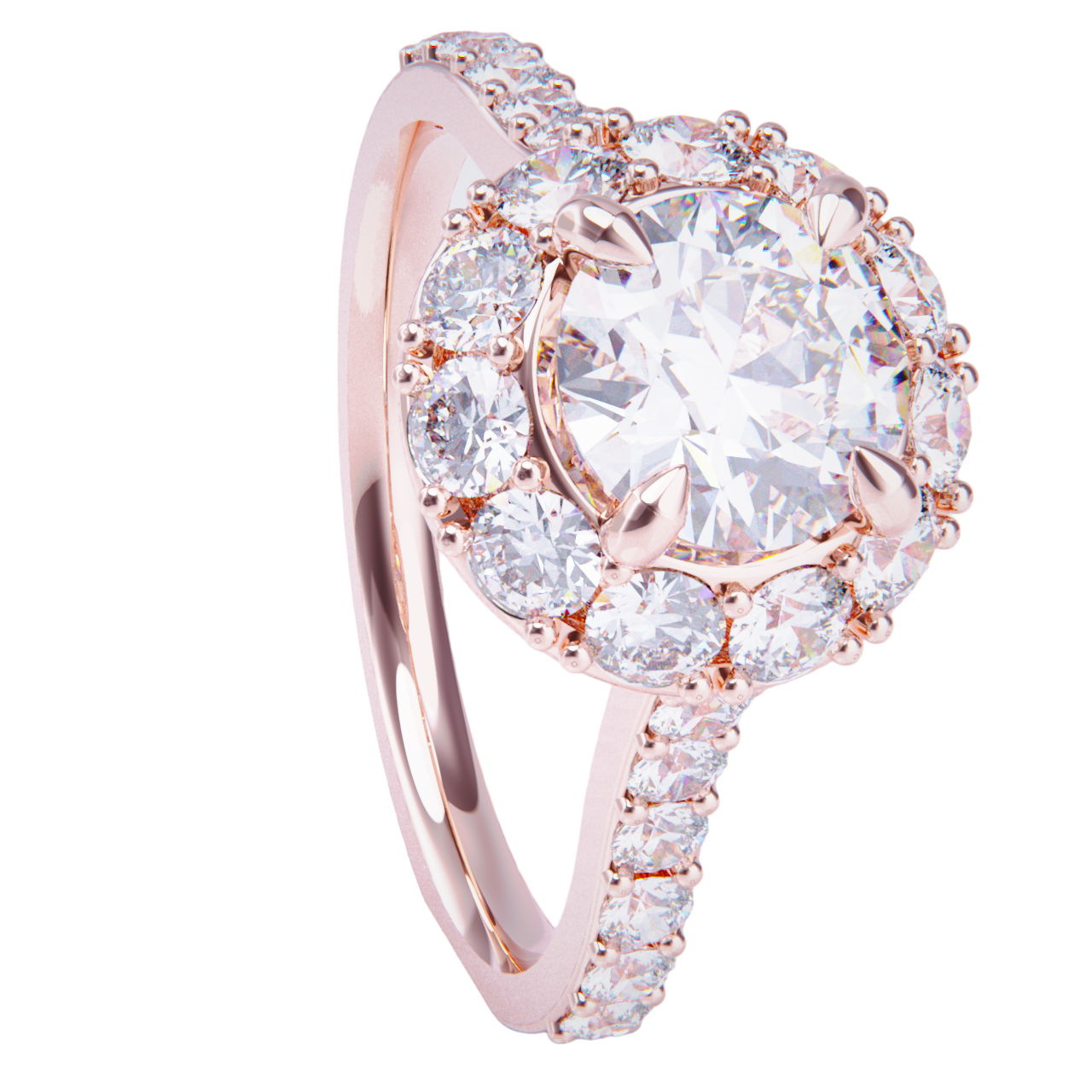 Anillo de compromiso oro rosa 18k. con diamante 0.70ct.