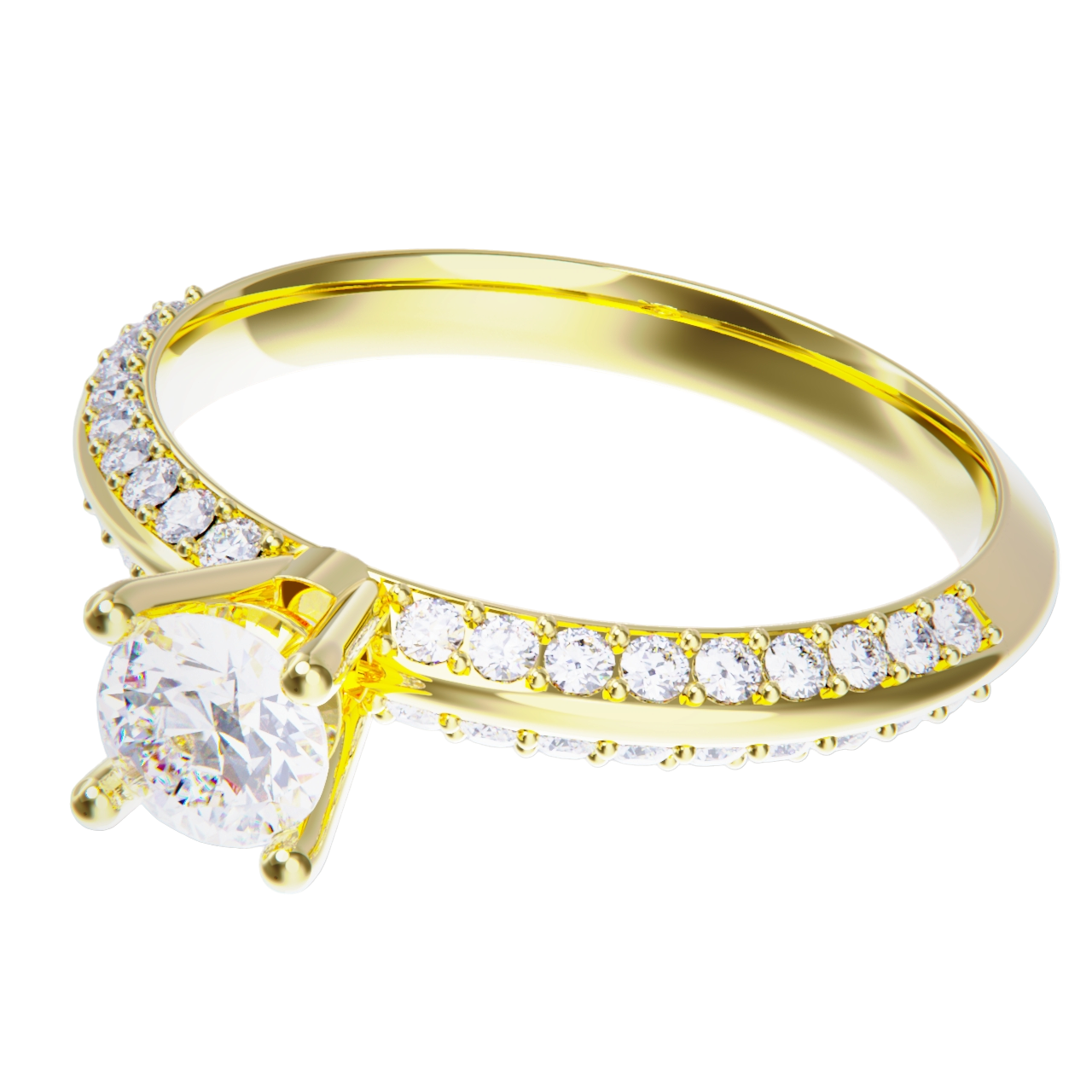 Anillo de compromiso oro amarillo 18k con diamante 1.00ct.