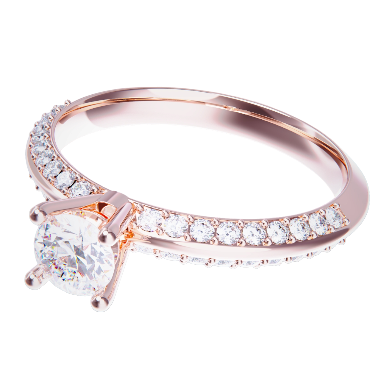 Anillo de compromiso oro rosa 18k con diamante 0.50ct.