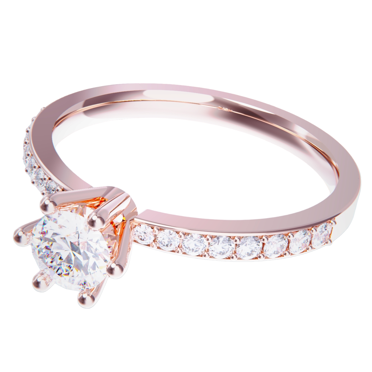 Anillo de compromiso oro rosa 18k. con diamante de 0.70ct.