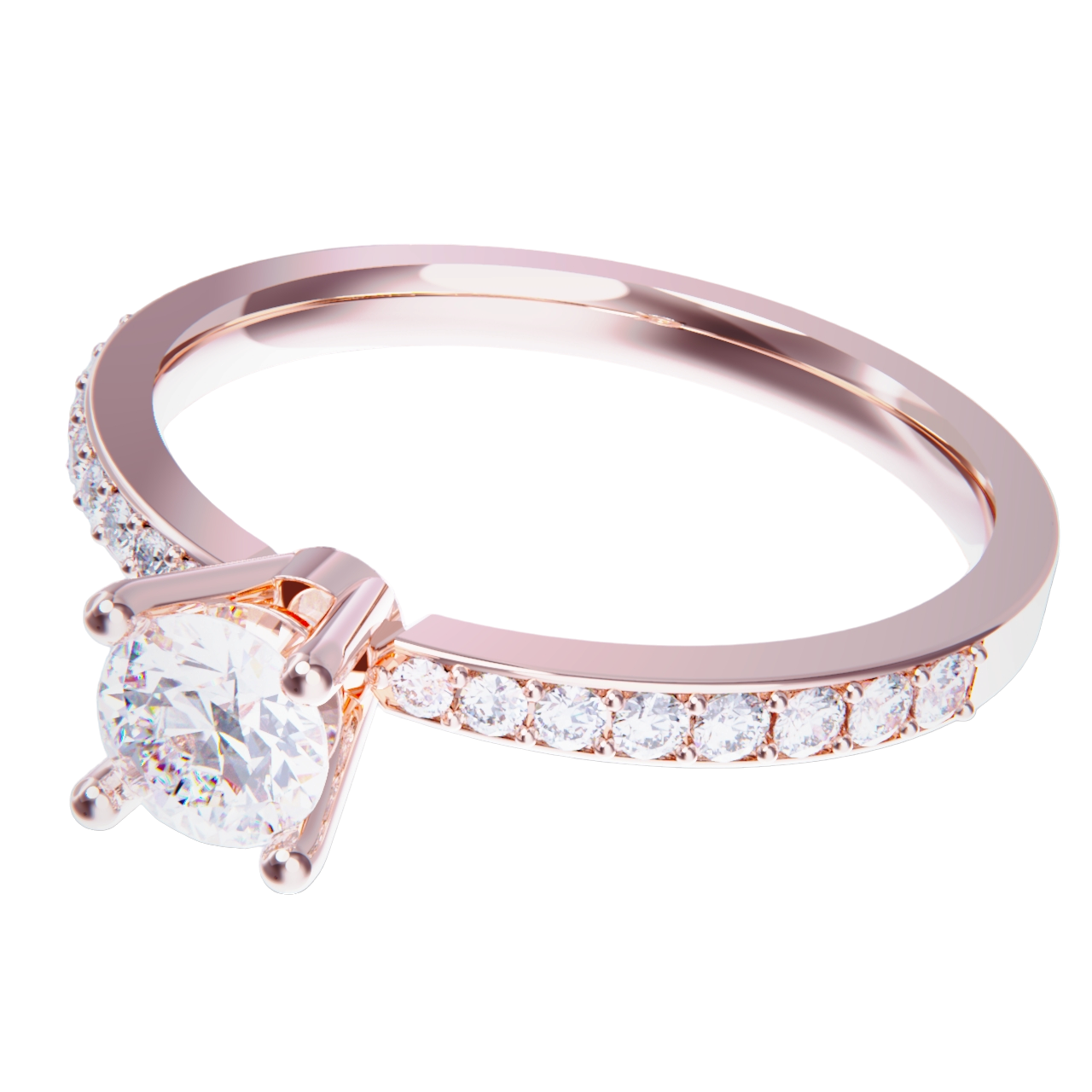 Anillo de compromiso oro rosa 18k. con diamante 1.00ct.
