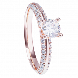 Anillo de compromiso oro rosa 18k con diamante 0.25ct.