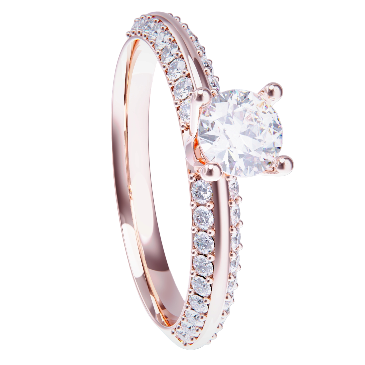 Anillo de compromiso oro rosa 18k con diamante 0.50ct.