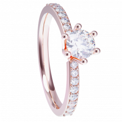 Anillo de compromiso oro rosa 18k. con diamante de 0.25ct.