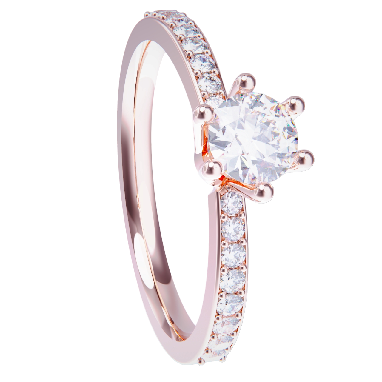 Anillo de compromiso oro rosa 18k. con diamante de 0.70ct.