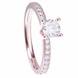 Anillo de compromiso oro rosa 18k. con diamante 0.25ct.