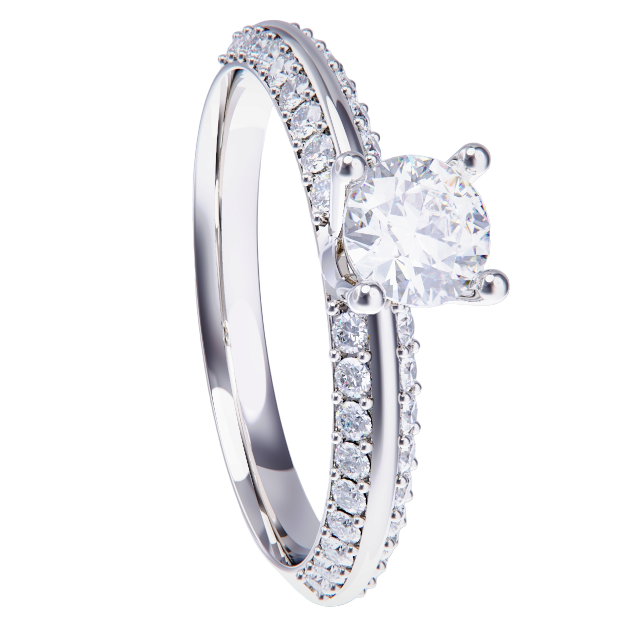 Anillo de compromiso en platino con diamante 0.50ct