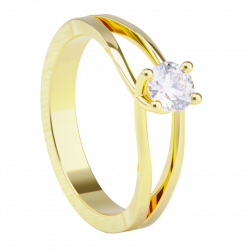 Anillo de compromiso de oro amarillo 18k con diamante 0.25ct.