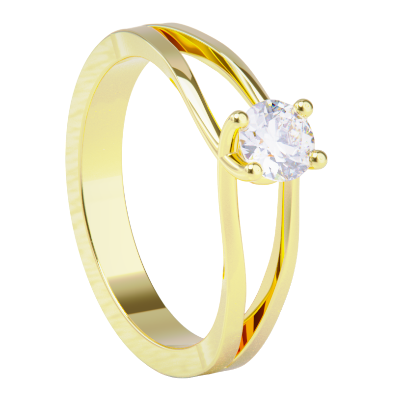 Anillo de compromiso de oro amarillo 18k con diamante 0.50 ct