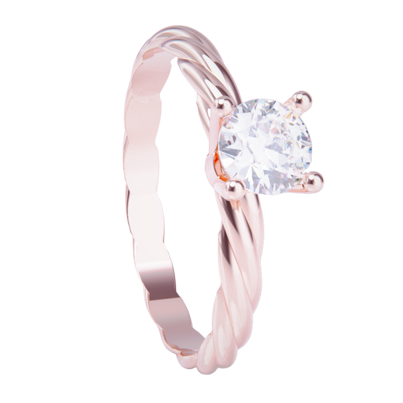 Anillo de compromiso oro rosa 18k con diamante 0.50ct.