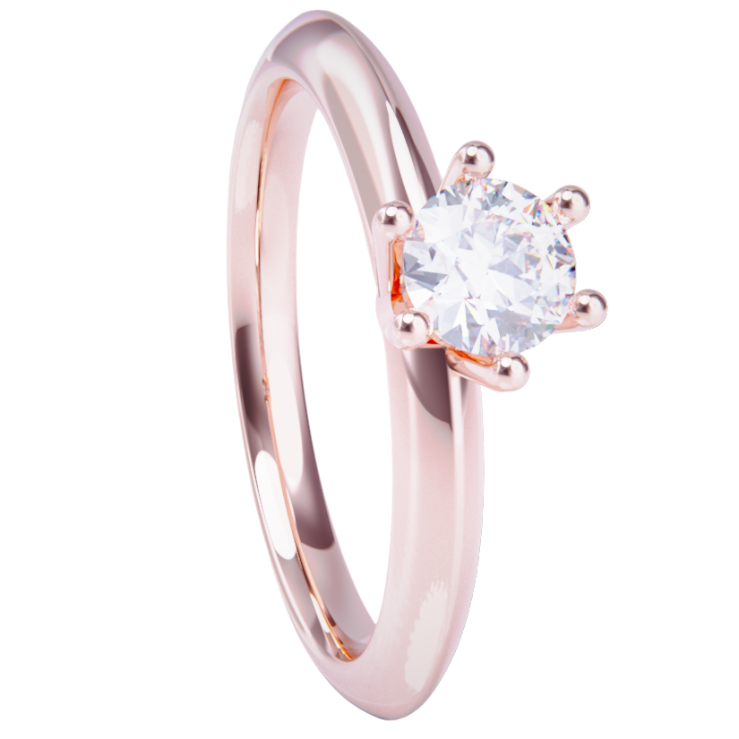 Anillo de compromiso oro rosa 18k. con diamante de 1.00ct.