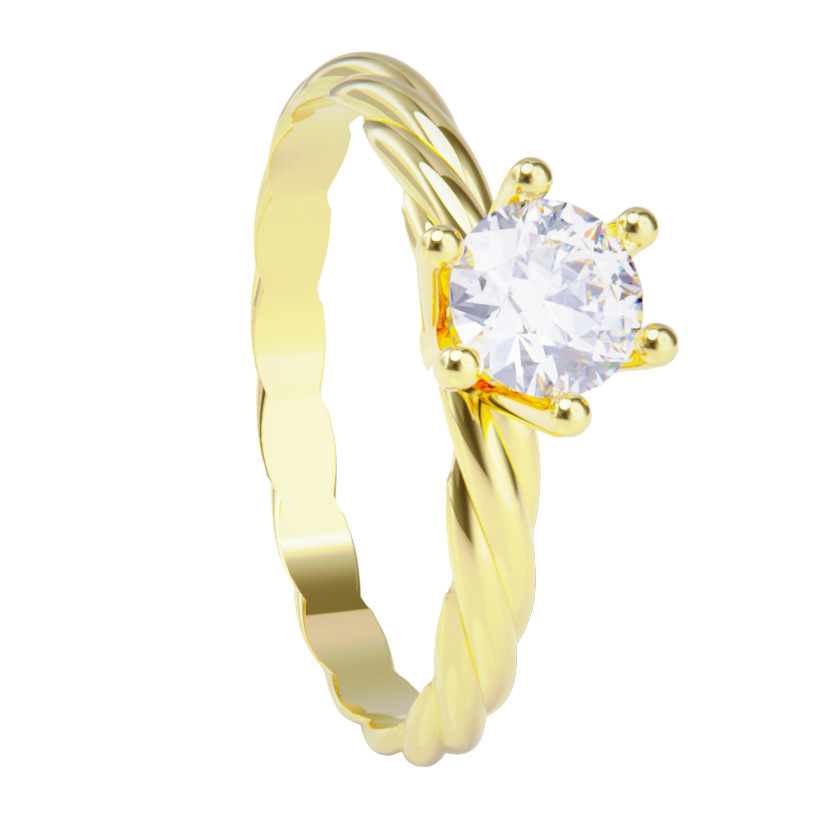Anillo de compromiso oro amarillo 18k con diamante 1.00ct.