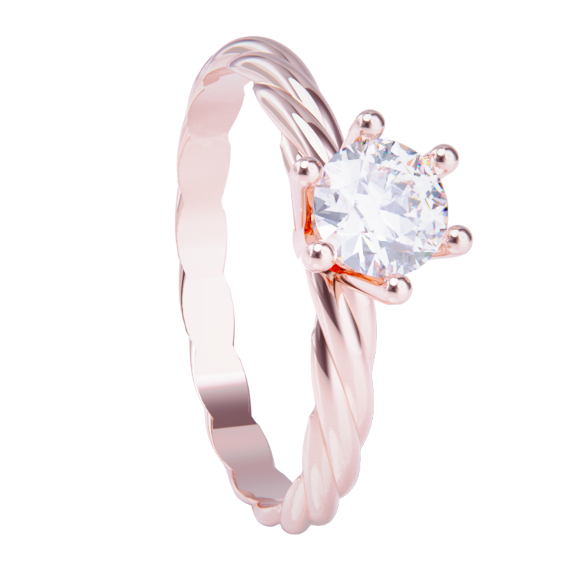 Anillo de compromiso oro rosa 18k con diamante 0.25ct.