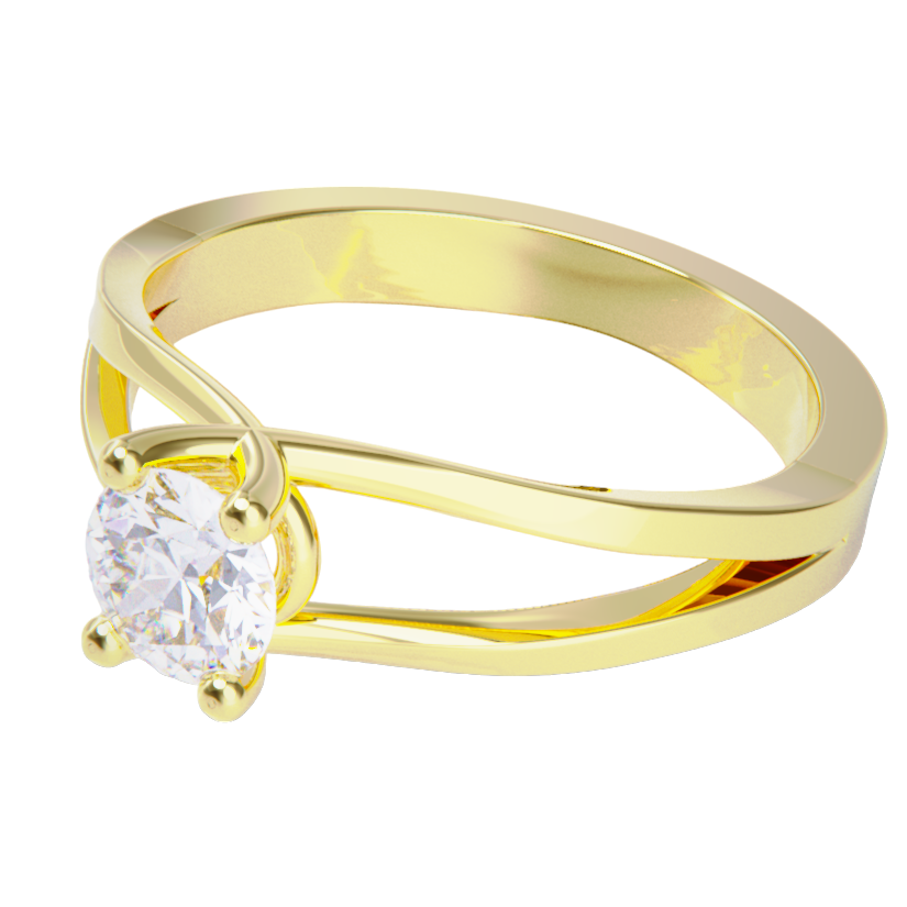 Anillo de compromiso de oro amarillo 18k con diamante 0.50 ct