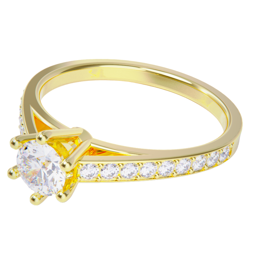 Anillo de compromiso oro amarillo 18k. con diamante 1.00ct.