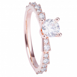 Anillo de compromiso oro rosa 18k. con diamante 0.25ct.