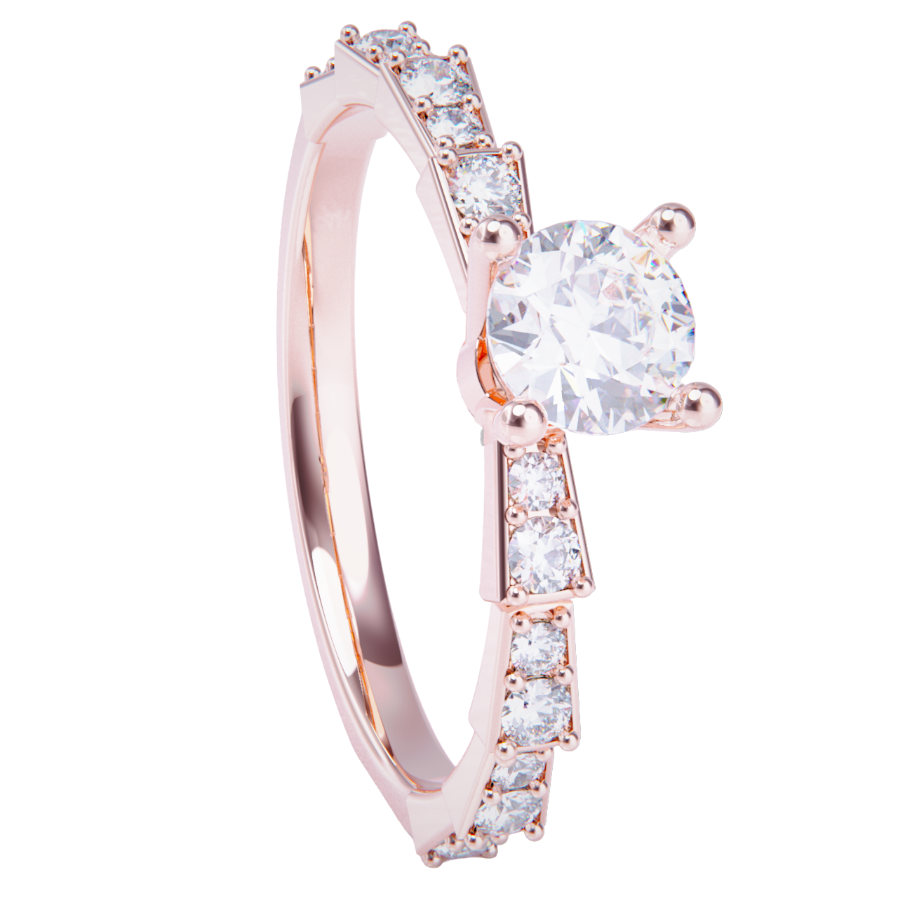 Anillo de compromiso oro rosa 18k. con diamante 0.25ct.