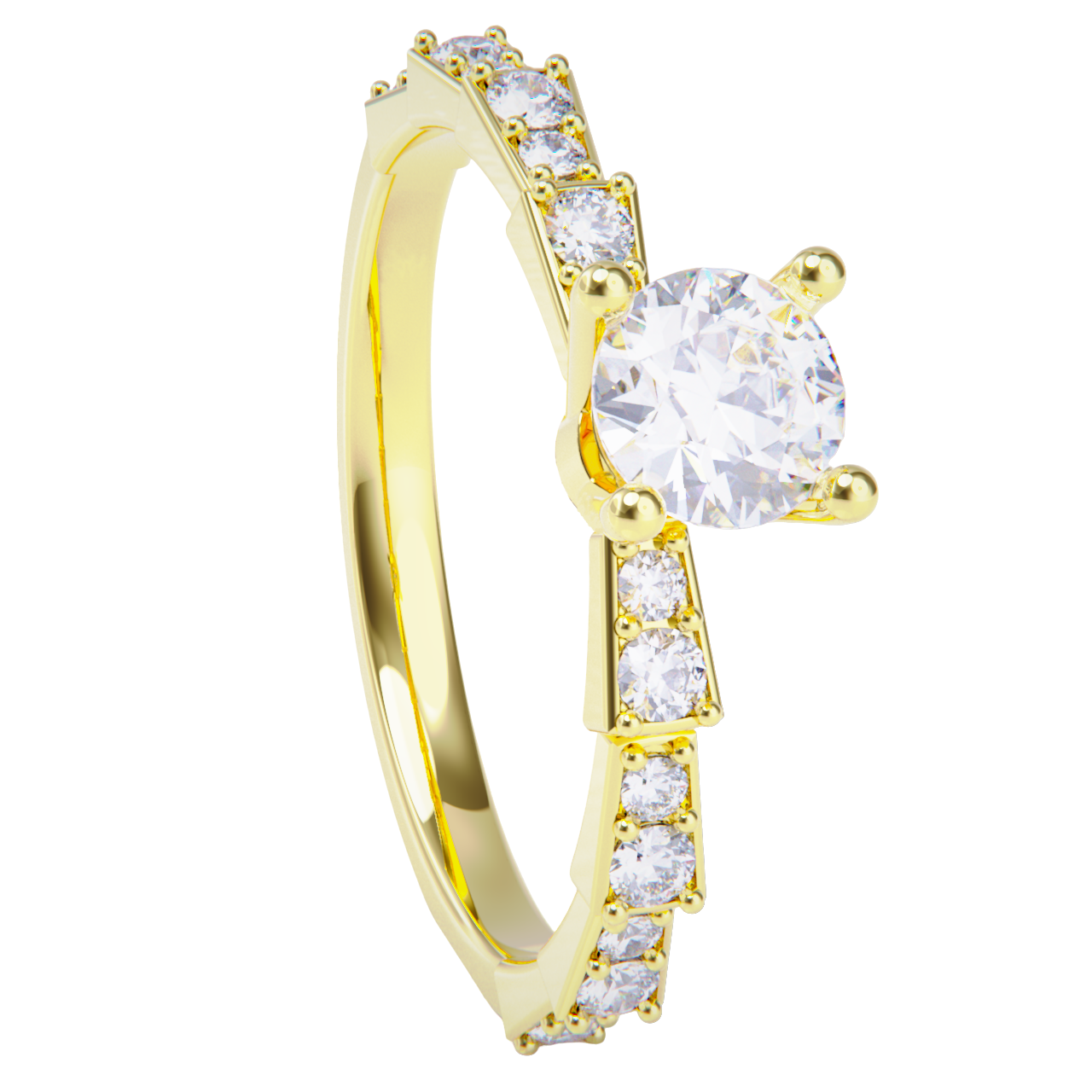 Anillo de compromiso oro amarillo 18k. con diamante 1.00ct.