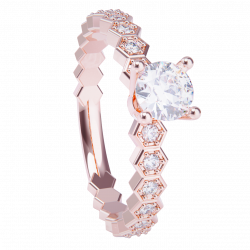 Anillo de compromiso oro rosa 18k. con diamante 0.25ct.
