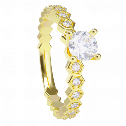 Anillo de compromiso oro amarillo 18k. con diamante 0.25ct.
