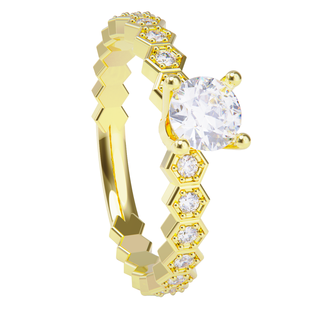 Anillo de compromiso oro amarillo 18k. con diamante 1.00ct.