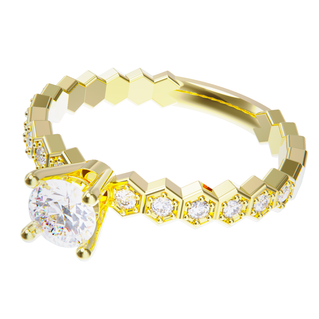 Anillo de compromiso oro amarillo 18k. con diamante 1.00ct.