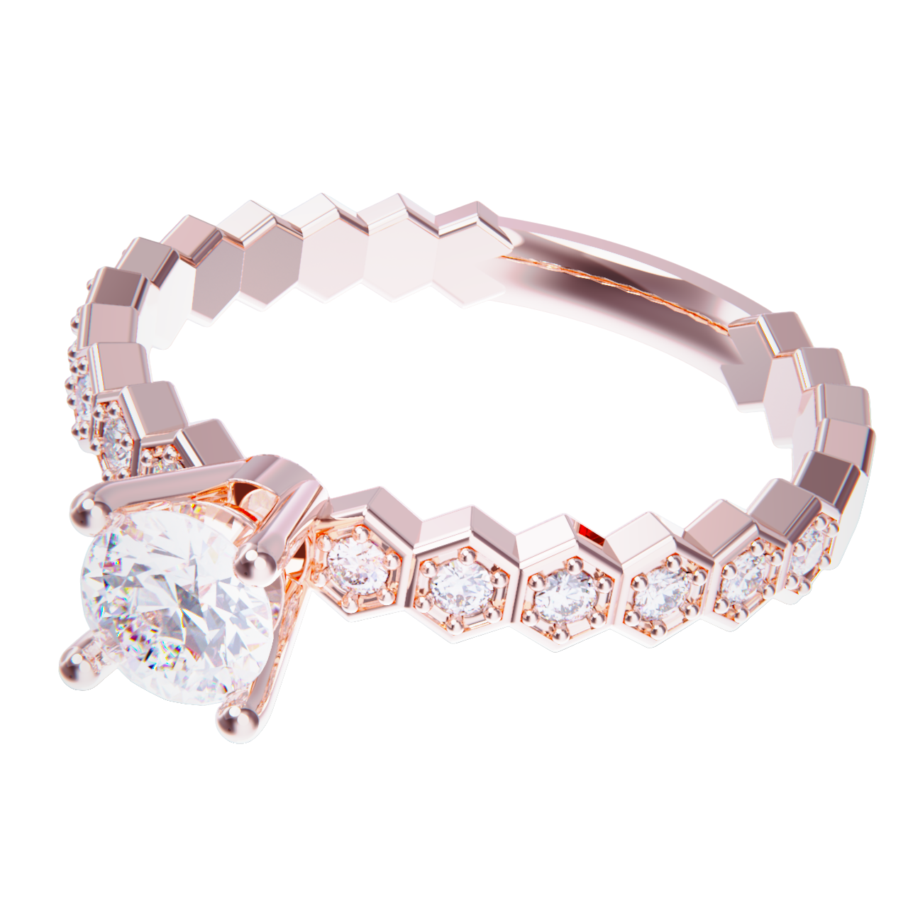 Anillo de compromiso oro rosa 18k. con diamante 0.25ct.
