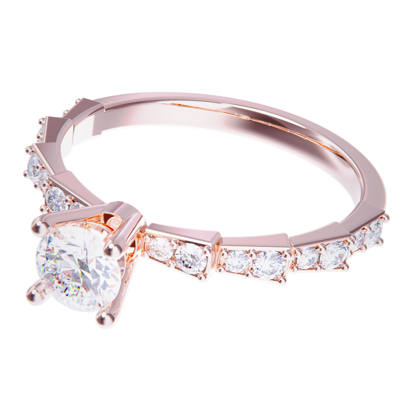 Anillo de compromiso oro rosa 18k. con diamante 0.25ct.
