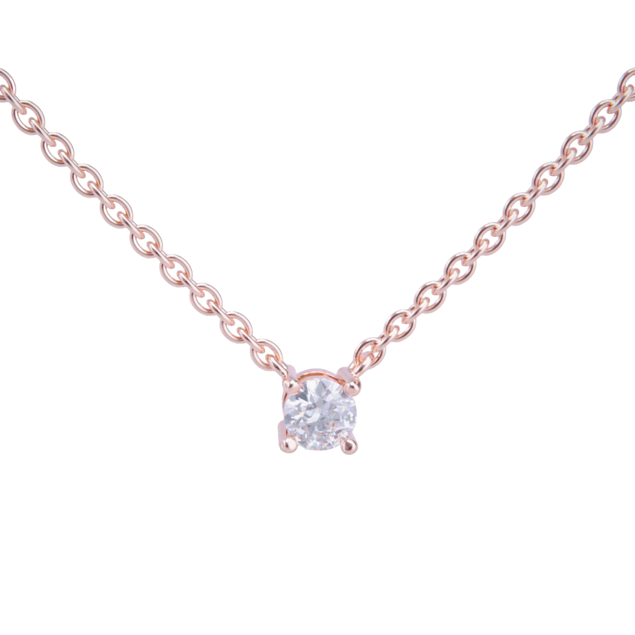 Colgante de oro rosa con diamante de 0.10 ct.