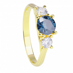 Anillo  de compromiso oro amarillo 18k. con zafiro y diamantes