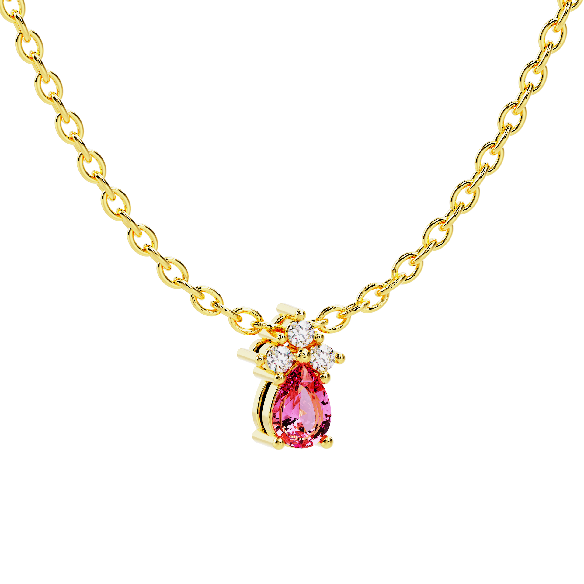 colgante oro amarillo con turmalina rosa y diamantes