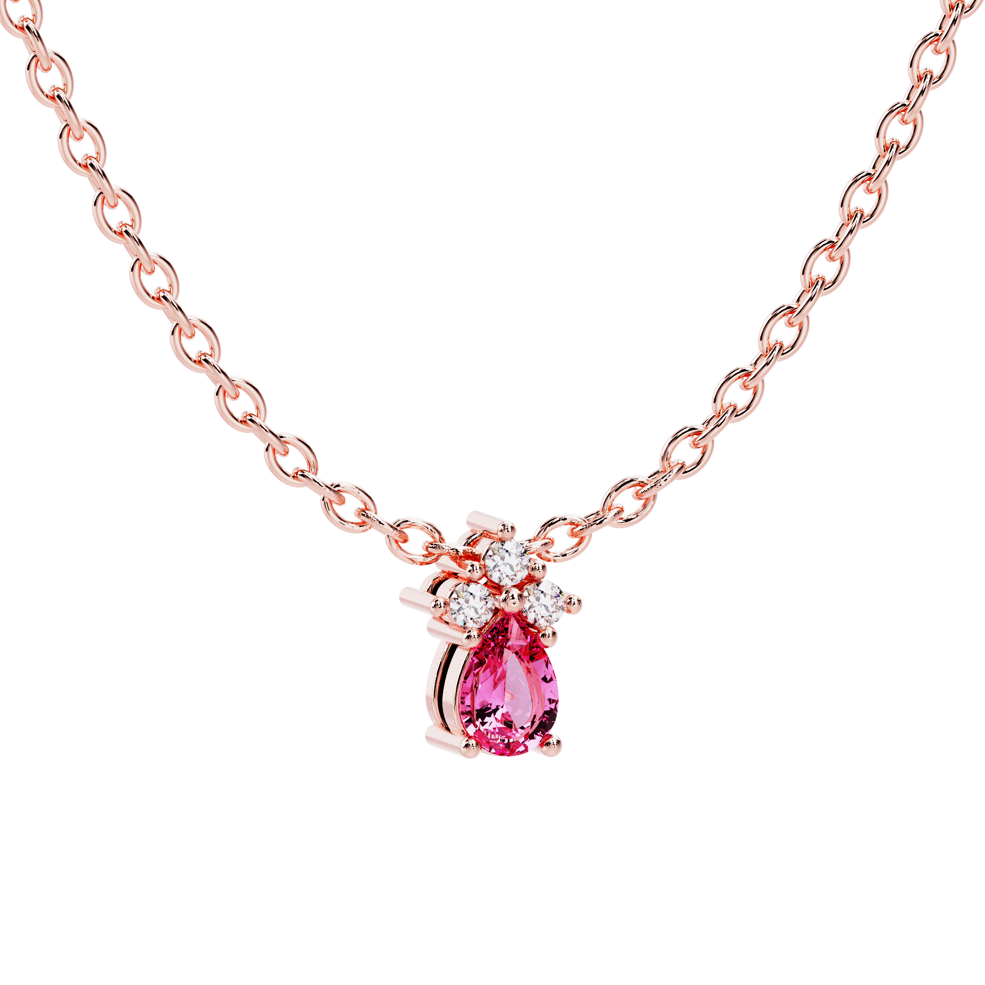 Colgante de oro rosa con turmalina rosa y diamantes
