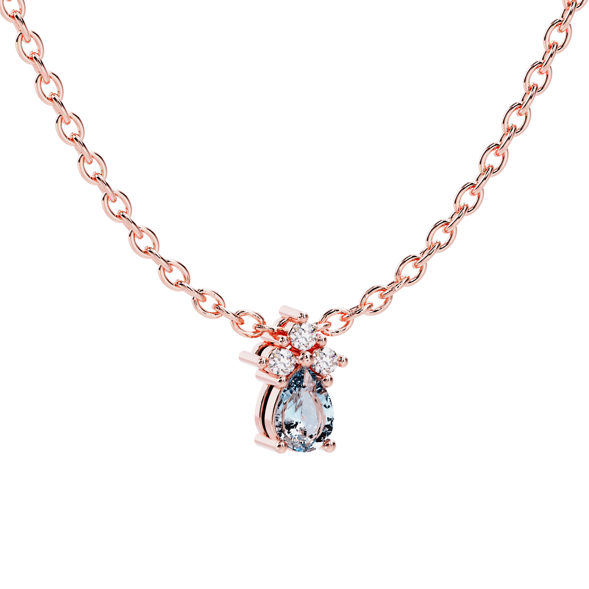 Colgante de oro rosa con agua marina y diamantes