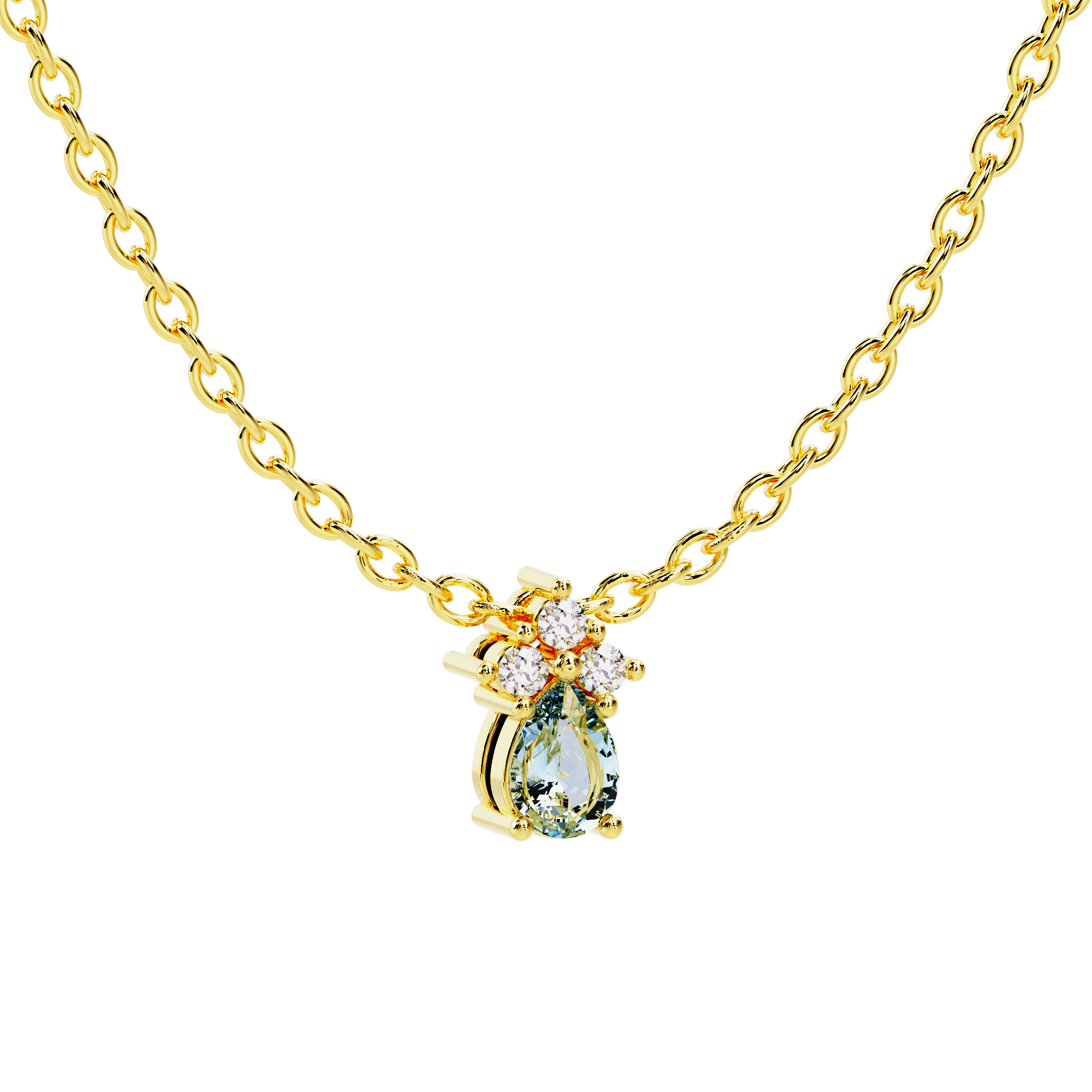 Colgante de oro amarillo con agua marina y diamantes