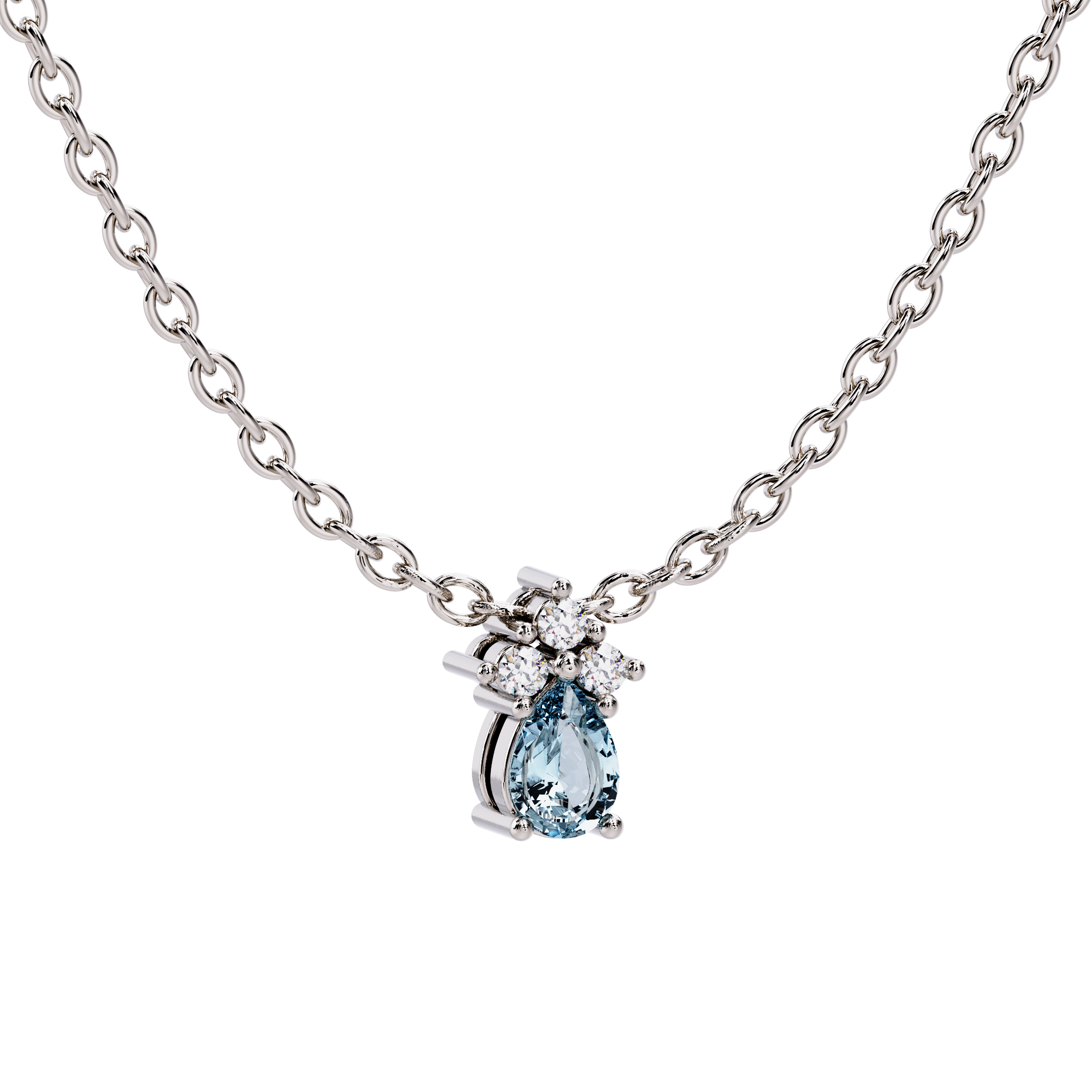 Colgante de platino con agua marina y diamantes