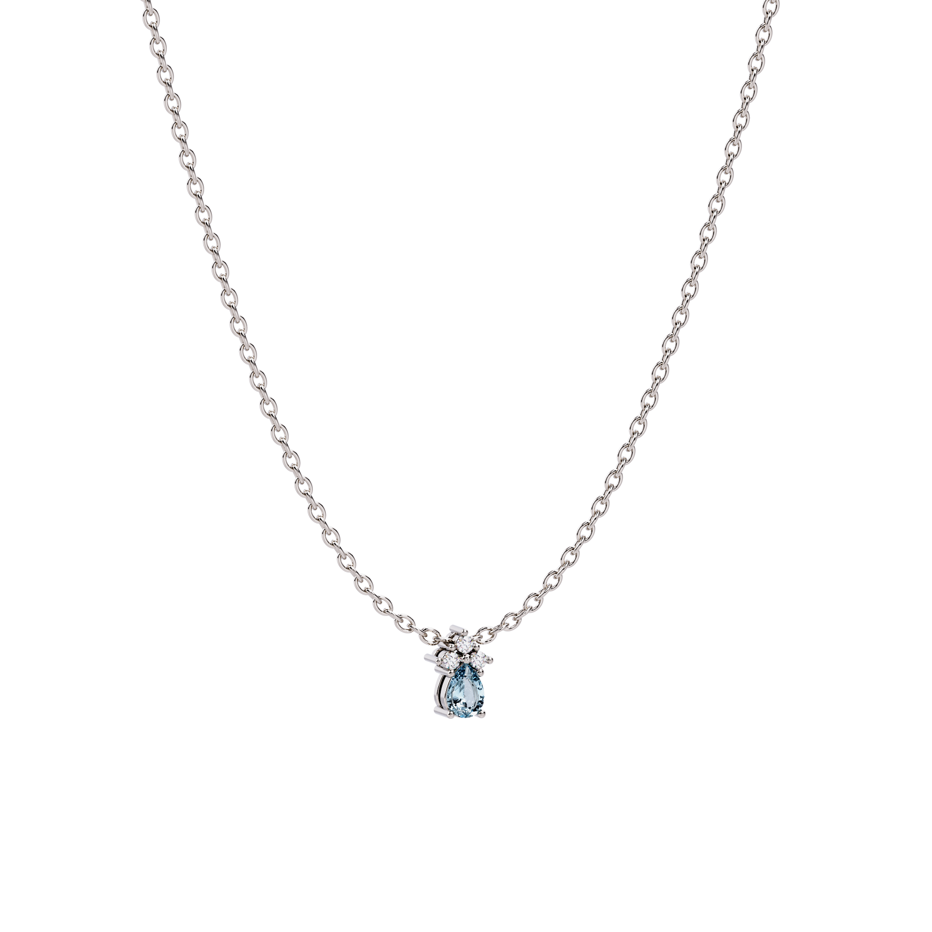 Colgante de platino con agua marina y diamantes