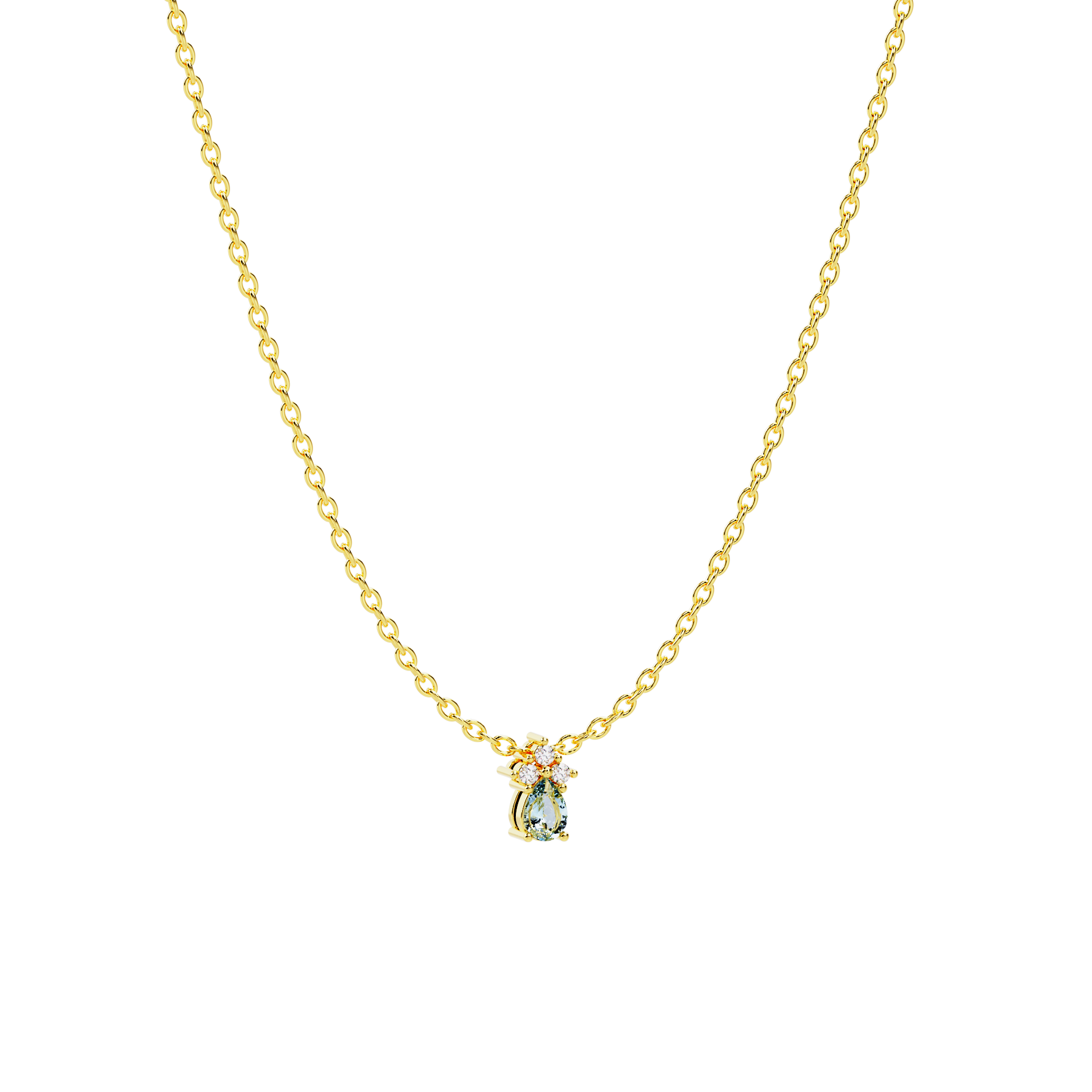 Colgante de oro amarillo con agua marina y diamantes