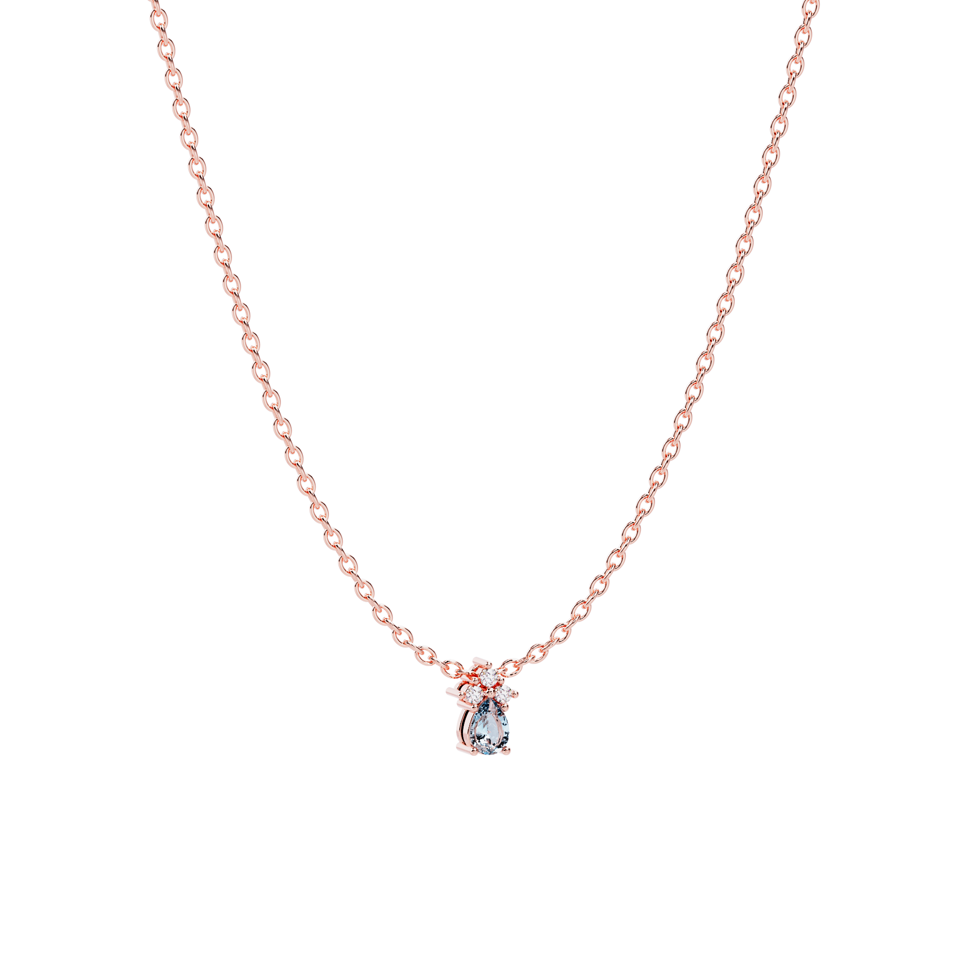 Colgante de oro rosa con agua marina y diamantes