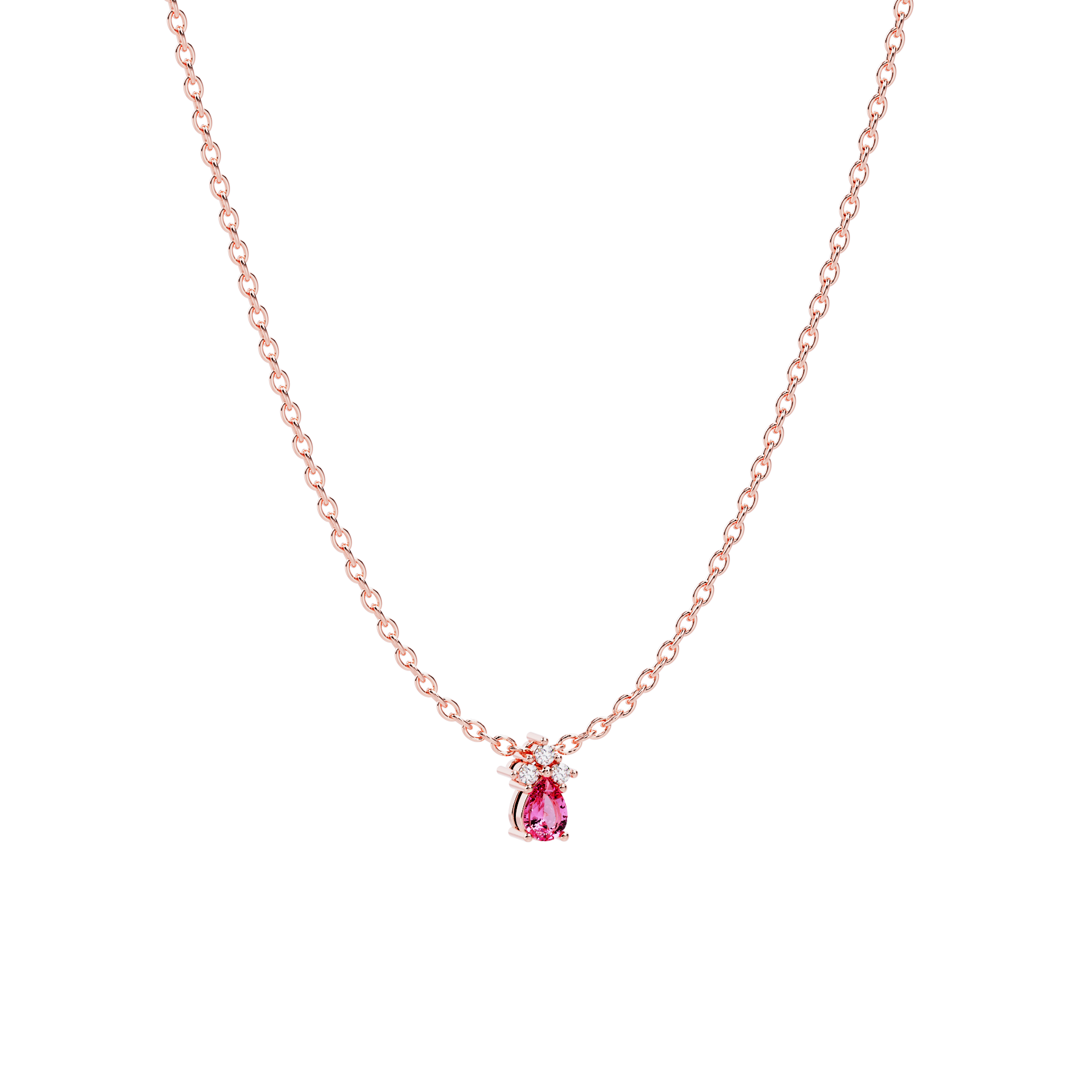 Colgante de oro rosa con turmalina rosa y diamantes